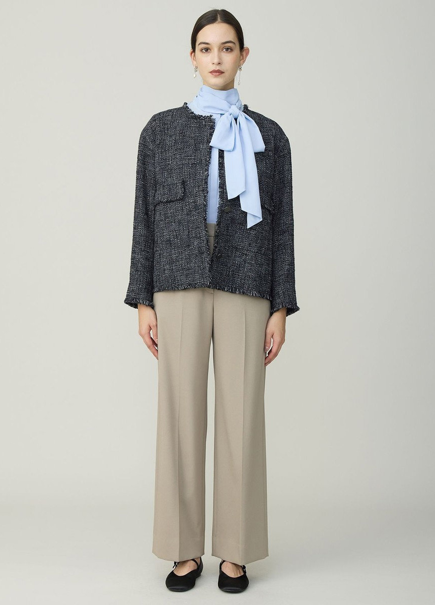 可卸式領巾長袖襯衫